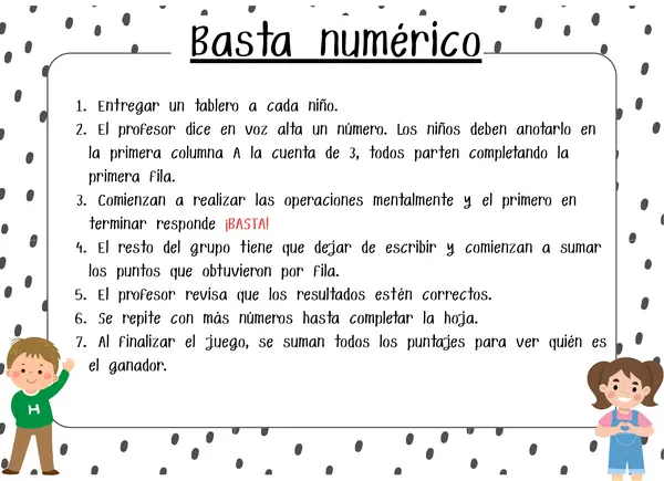 Juego: Basta numérico