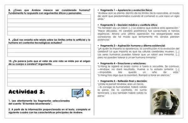 Guía de trabajo - Relato de ciencia ficción "El Hombre Bicentenario"