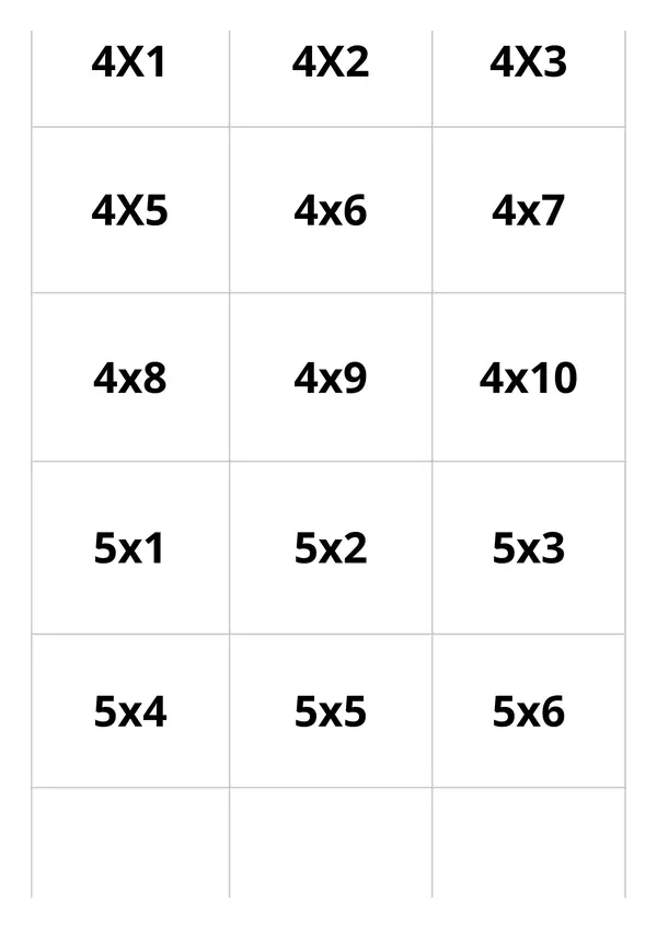 BINGO TABLAS DE MULTIPLICAR 