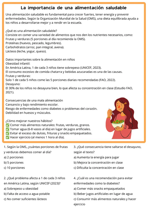 Ciencias Naturales: Alimentos Saludables - Clasificación, Investigación y Hábitos