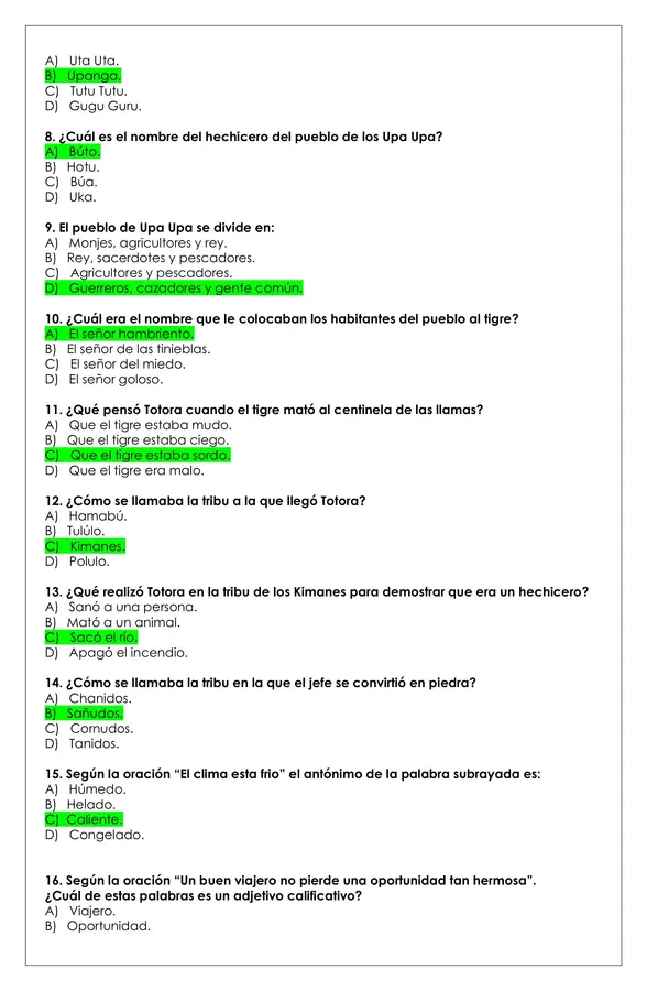 Prueba Lectura - Las aventuras de Totora