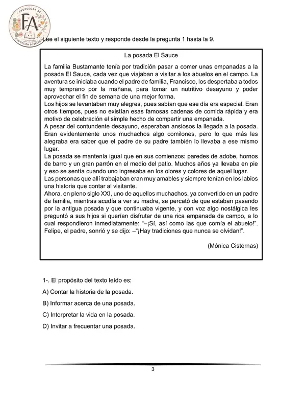 Cuadernillo de lectura ensayos SIMCE 7° Básico