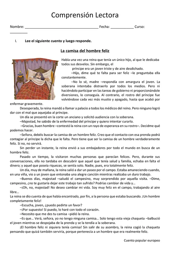 Comprensión lectora y pronombres demostrativos 