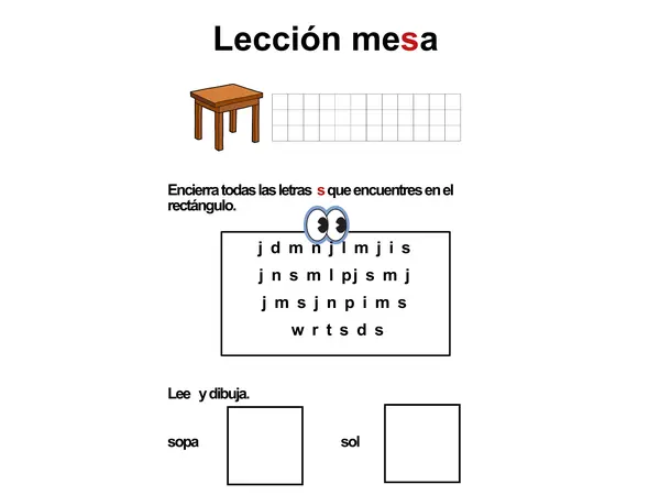 Repaso lección mesa, casa, sofá, taza