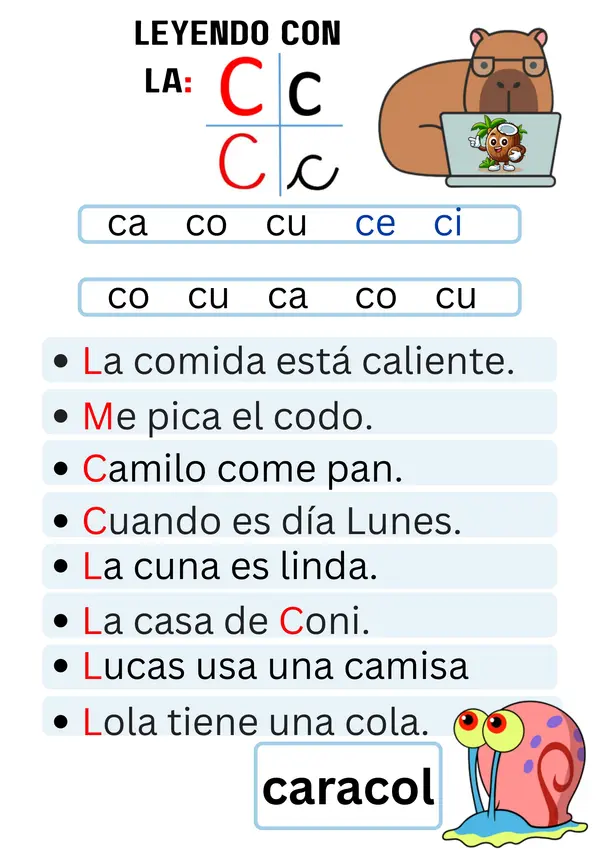Lecturas de consonantes D a G para 1º básico