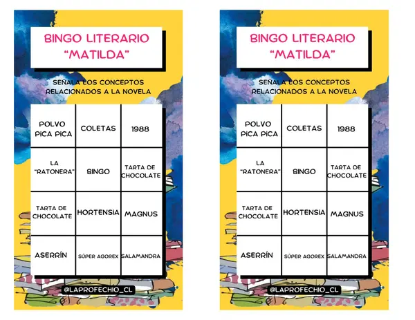 Bingo Literario "Matilda" Roald Dahl