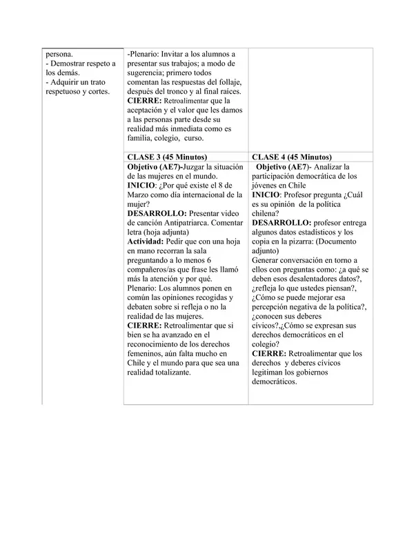 Planificación Clase a Clase Septiembre - Orientación - 1° Medio