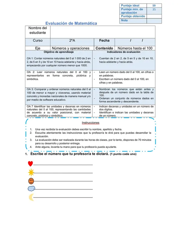Ev. Números del 1 al 100