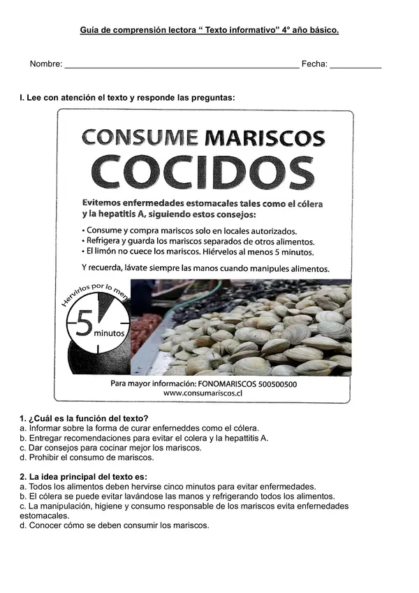 Guía de trabajo "Afiche" 4° año básico.