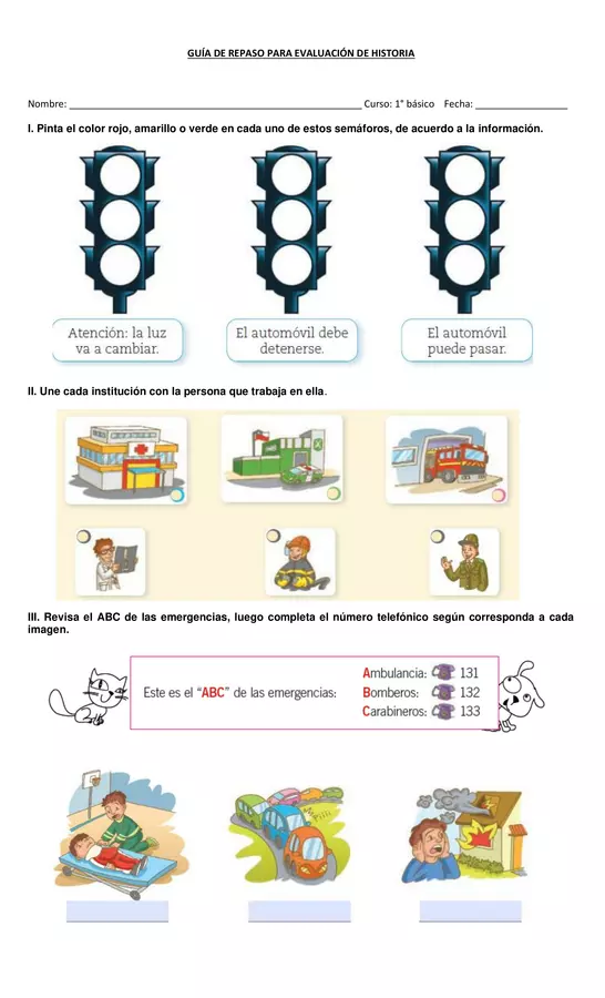 Guía de repaso historia Instituciones y semáforos