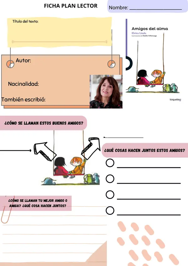  Ficha lista para usar: Plan Lector "Amigos del alma"