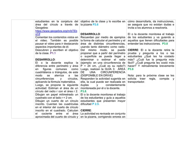 Planificación mensual agosto  Matemática 7° Básico: Geometría Plana (Unidad 3)