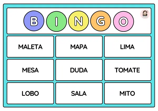 Bingo de palabras (M- L - P- S - T - D - B)