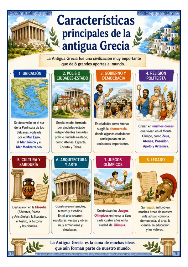 Características Principales de la Antigua Grecia | Formato vertical