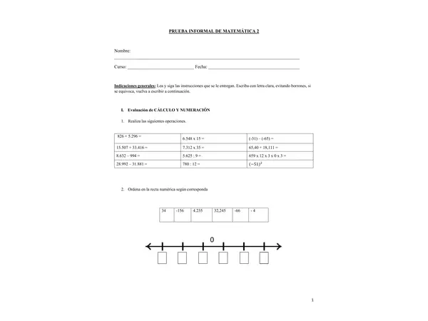 Prueba informal matemática 2