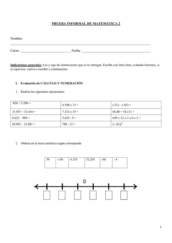 Prueba informal matemática 2