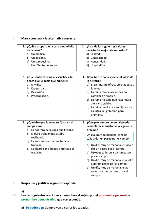 Comprensión lectora y pronombres demostrativos 