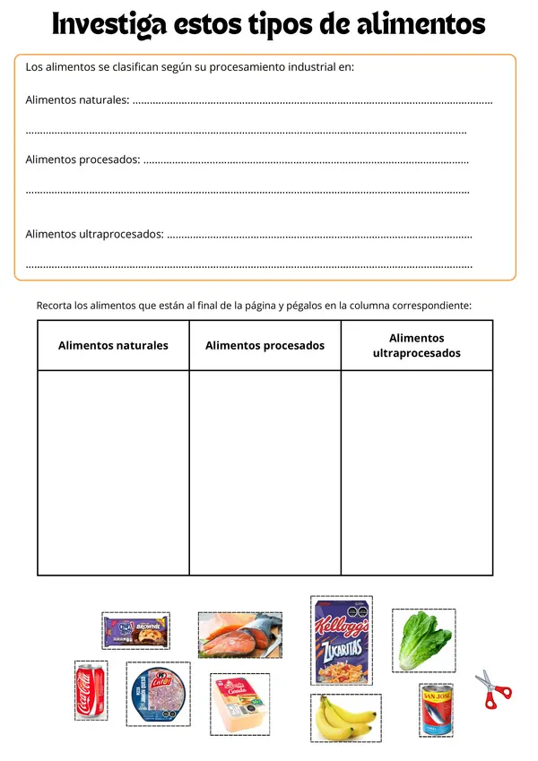 Ciencias Naturales: Alimentos Saludables - Clasificación, Investigación y Hábitos