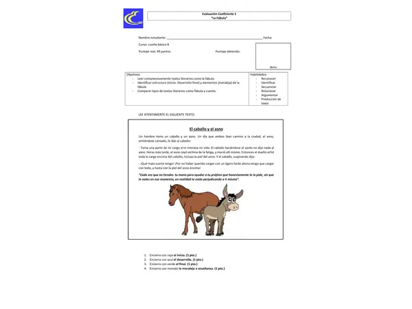 Evaluacion La Fabula 