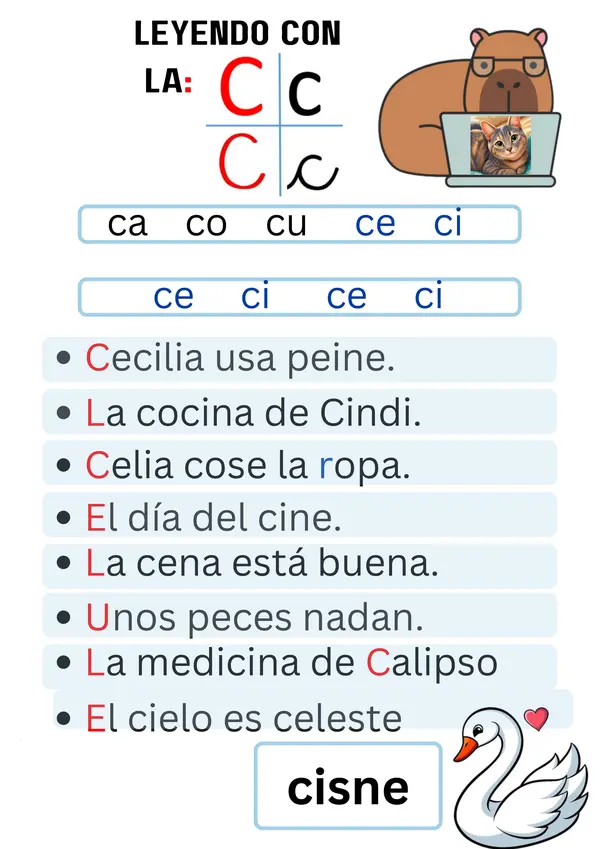 Lecturas de consonantes D a G para 1º básico