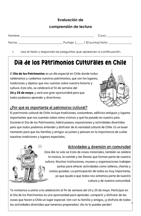 Evaluación Comprensión de lectura