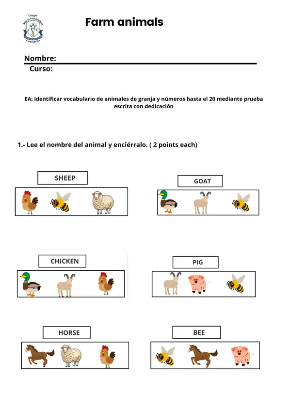 MATERIAL INGLES (FARM ANIMAL, NUMBERS, ANIMAL BODY PARTS, FOOD)