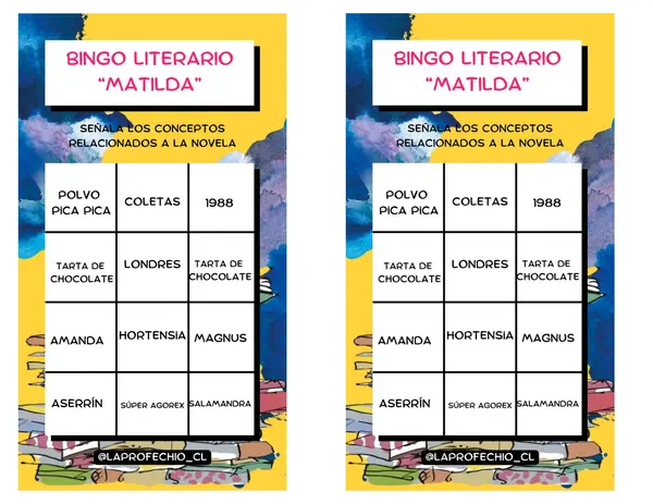 Bingo Literario "Matilda" Roald Dahl