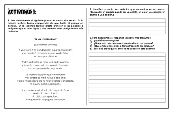 Guía de trabajo - Interpretación de textos literarios: uso de símbolos