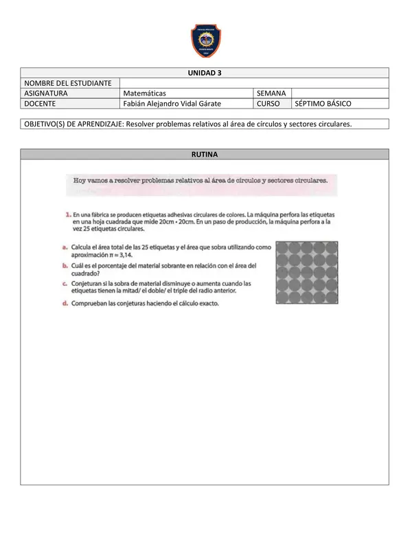 Resolver problemas relativos al área de círculos y sectores circulares.