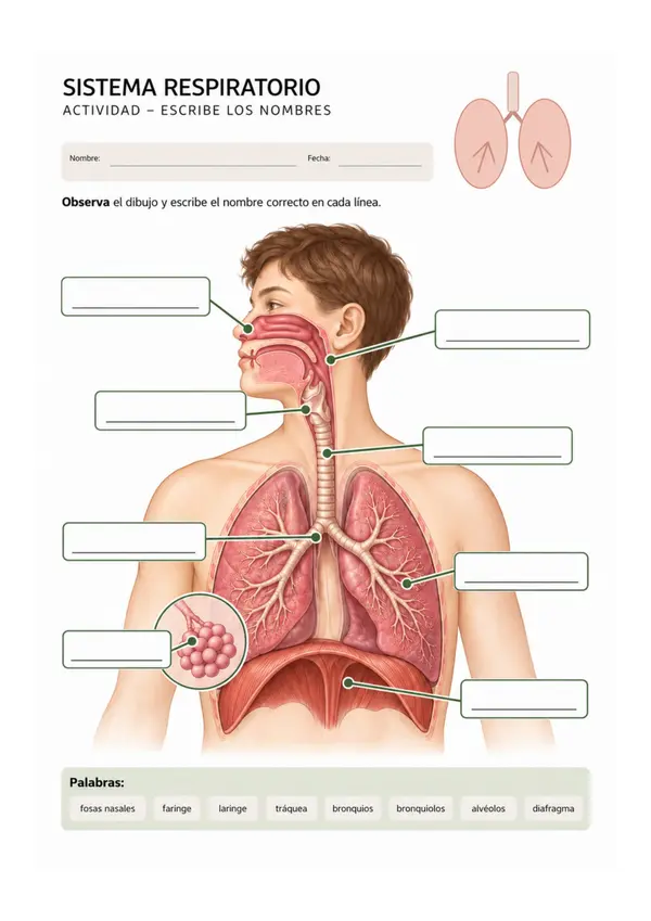 Esquema del sistema respiratorio