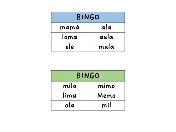 BINGO DE LOS FONEMAS M / L