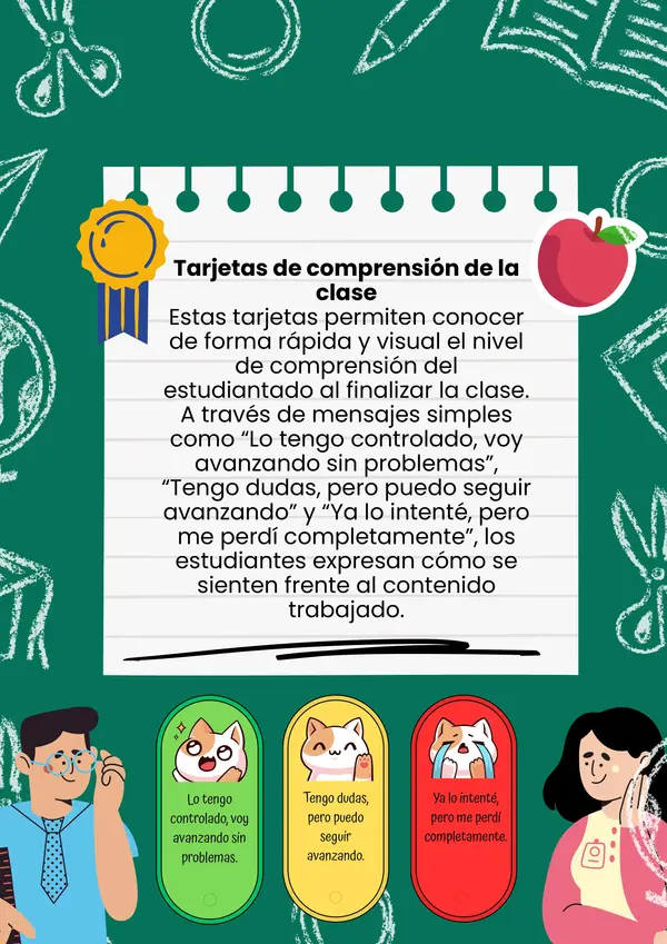 Tarjetas de comprensión de la clase