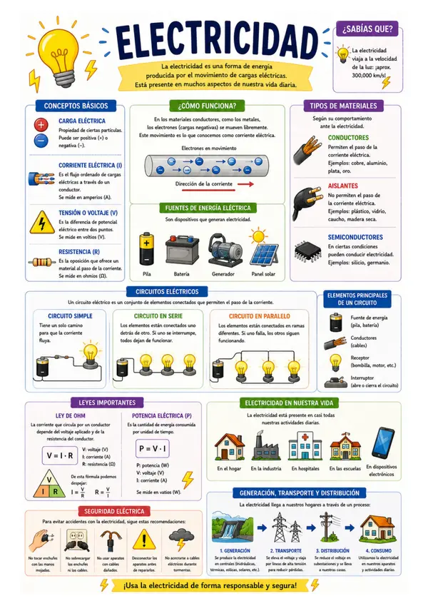 Cartel o Póster educativo: La electricidad