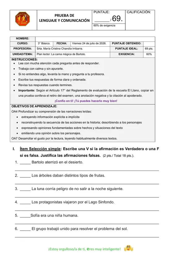 Prueba La cama mágica de Bartolo.