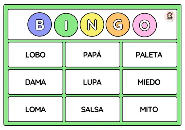 Bingo de palabras (M- L - P- S - T - D - B)