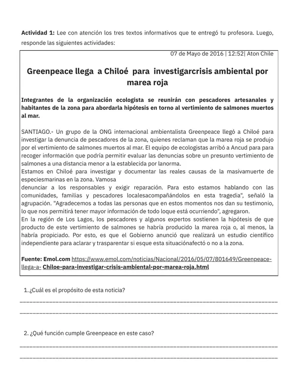 Unidad Naturaleza: Análisis de Puntos de Vista y Reflexión Crítica – Marea Roja en Chiloé