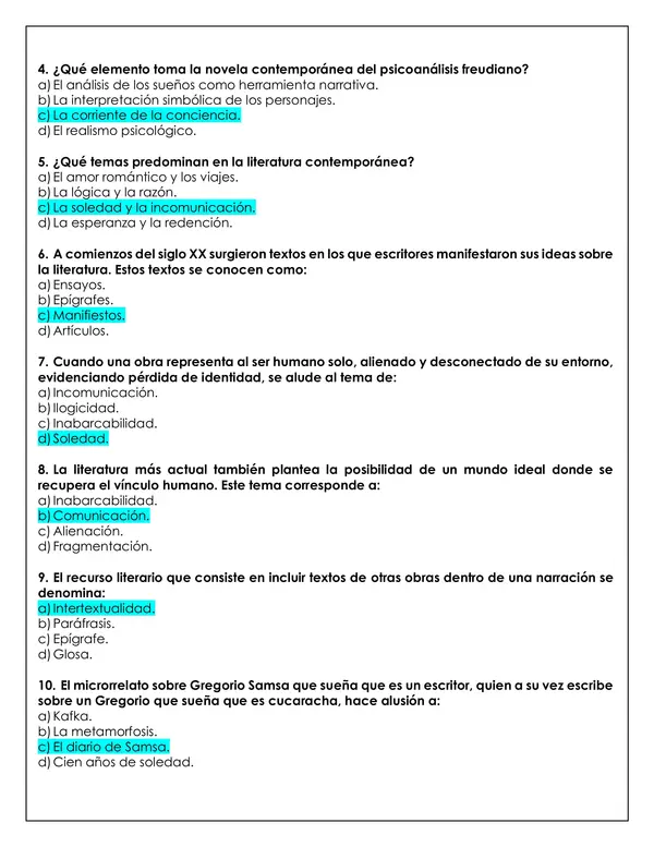 Prueba - Literatura contemporánea 