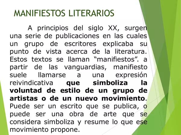 PRESENTACION MANIFIESTOS, lenguaje, cuarto medio