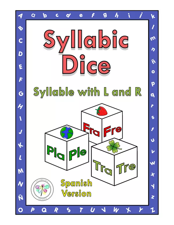 Spanish Syllabic Dice Vocabulary Syllabary L and R Syllabary Dado Silábico Trabadas