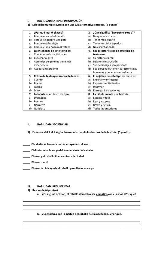 Evaluacion La Fabula 