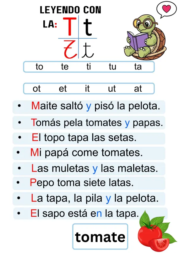 Lecturas de consonantes D a G para 1º básico