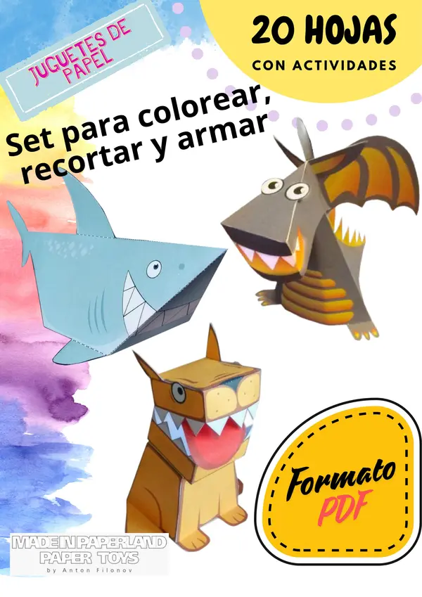 Juguetes de Papel: Set de Actividades para Colorear, Recortar y Armar