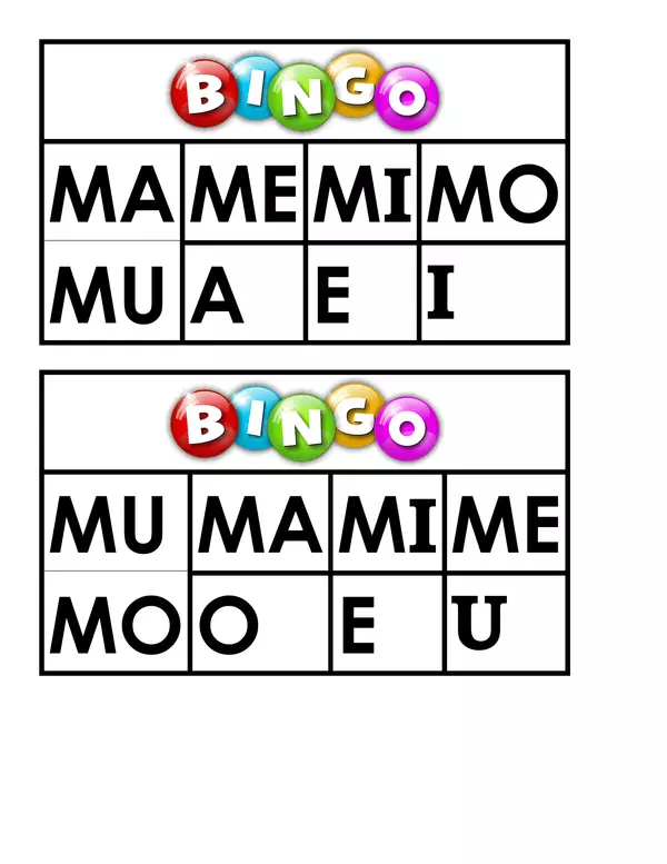 bingo silabas ma,me,mi,mo y mu 