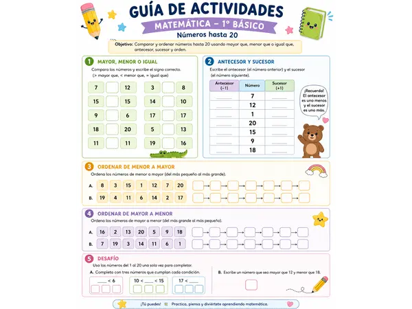 Guía de numeración hasta 20