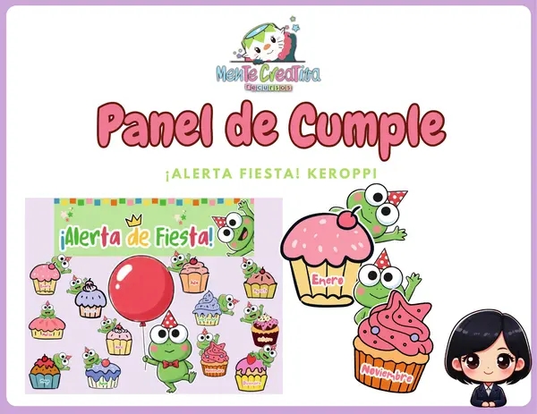 Panel de Cumpleaños Keroppi para Aula – Mural Imprimible en Tamaño Póster