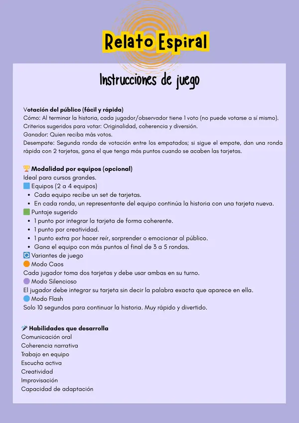 juego interactivo -Relato espiral