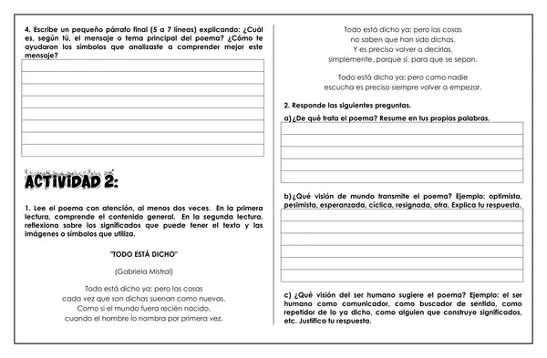 Guía de trabajo - Interpretación de textos literarios: uso de símbolos