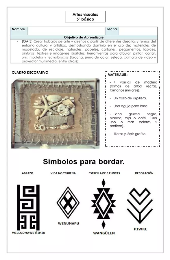Artes visuales - Cuadro decorativo mapuche - 5° básico