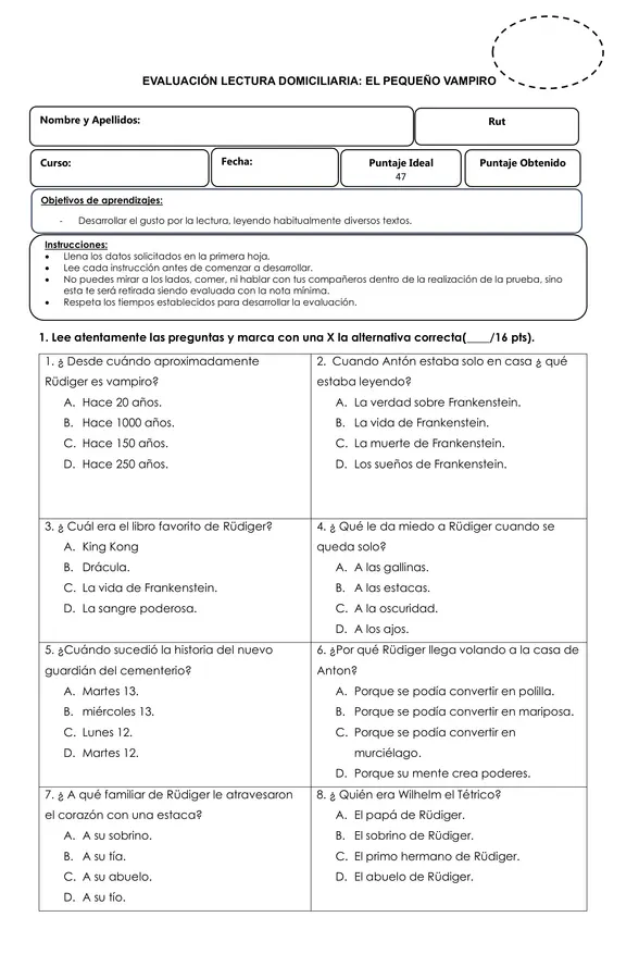 EVALUCIÓN: "EL PEQUEÑO VAMPIRO"
