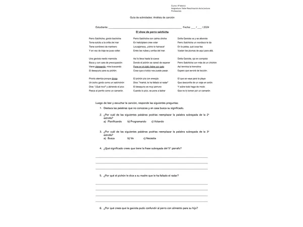 Guía comprensión lectora